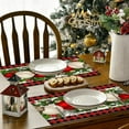 thumbnail image 6 of Costeam Linen Red and Black Buffalo Check Plaid Christmas Placemats Set of 4 Farmhouse Winter Christmas Xmas Holiday Home Kitchen Table Decorations, 6 of 6