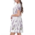 thumbnail image 2 of Fotbe Lavender Flowers Pattern Dress Casual Womens Fashion Short Sleeve Maxi Dress T Shirt Dress Striped Long Color Block Maxi Dress, 2 of 6