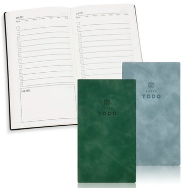 196 Pages Planner Pocket Notebook, 2Pack to Do List Notebook, Daily to Do List Notepad Leather Cover Undated Daily Planner Small Checklist Notebook for Home, Office Supplies, Study, Work, School