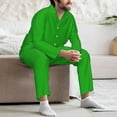 thumbnail image 7 of Honeii Green Pattern Mens Pajamas Set,2pcs Men's Lounge Long Sleeve Sleep Shirt and Pajama Bottoms Sleepwear Set,Mens Pjs Sets-X-Large, 7 of 7