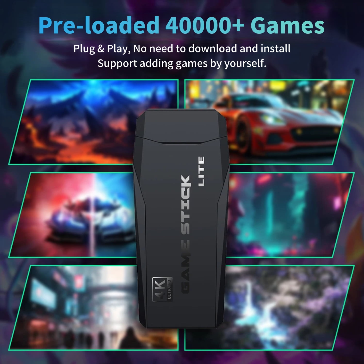 ZYTKWT M8 Video Game Console - 4K HDMI, 2.4G Wireless Controllers, 64GB, 40,000+ Games, Portable