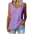 thumbnail image 1 of Lenpel Hauts à Paillettes pour Femmes 2025 Mode Été Sans Manches Col Rond Grande Taille Débardeurs Scintillants Blouses, 1 of 6