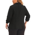 thumbnail image 4 of DARING DIVA Women's Plus Blazer 3/4 Ruched Sleeve Open Front Jacket 3X Black, 4 of 6