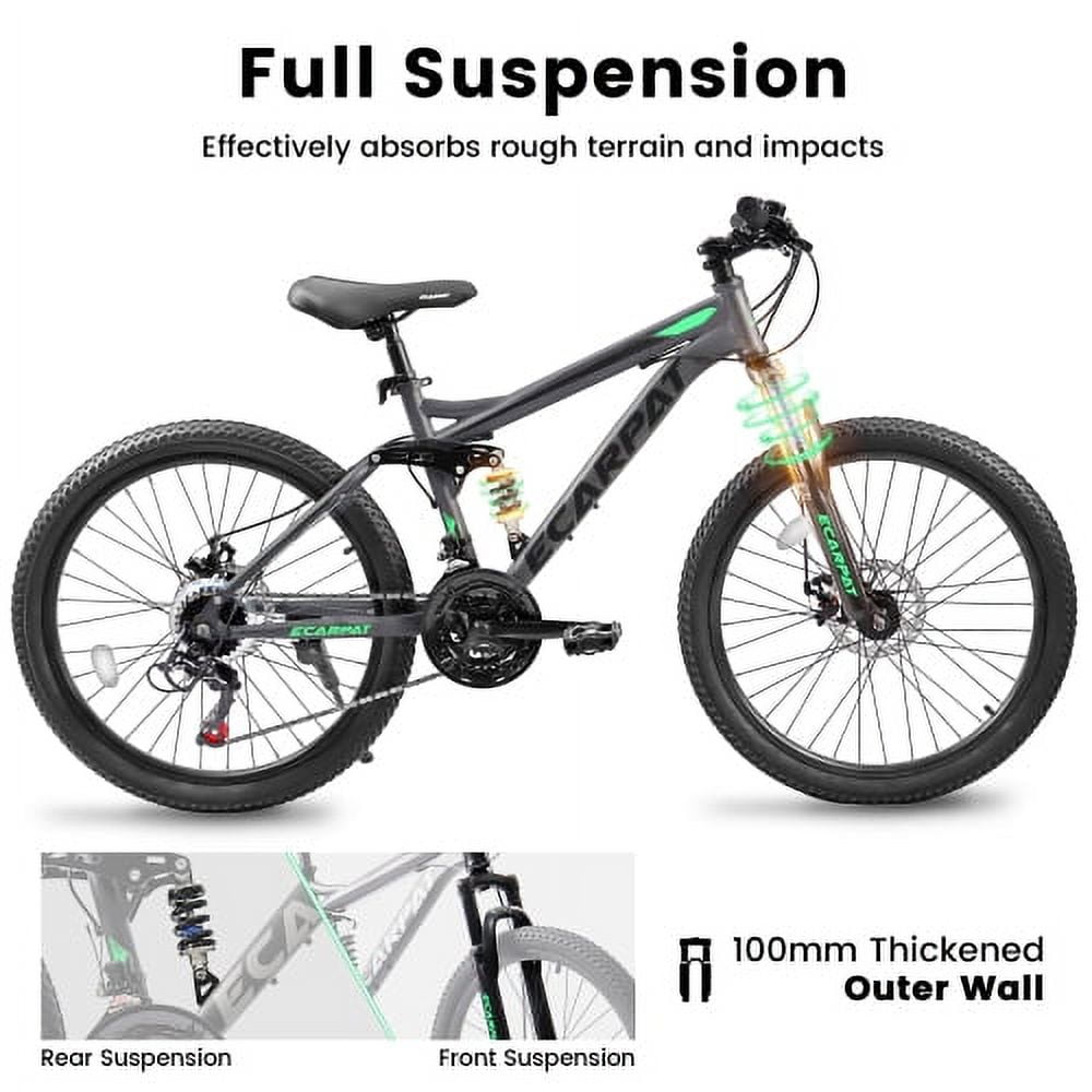 RAISTYW 27.5-Inch Mountain Bike, 21-Speed Front Suspension Trail Bike, High Carbon Steel Frame, Disc Brakes, Green
