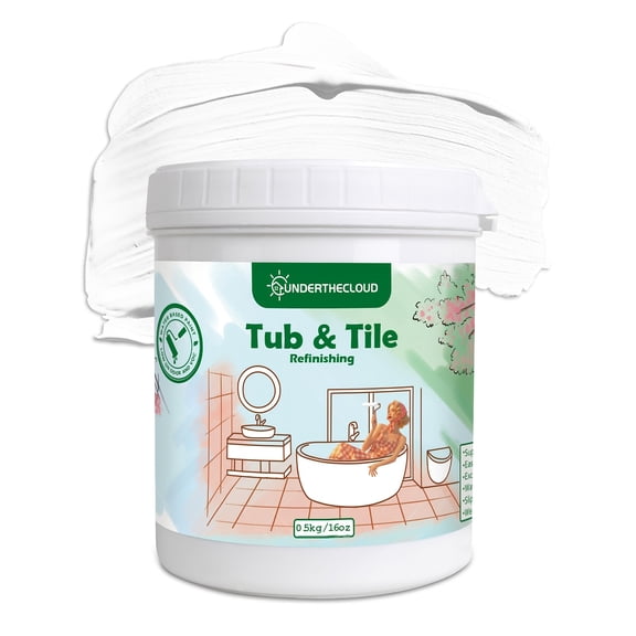 Waterbased Tile Paint and Tile Refinishing Kit 16.0 fl oz White, Quick-Dry TilePaint for Wall ,Floor, Sink Bathtub Paint for Bathroom, Kitchen, Toilets, Water Based,25-30sq.ft 