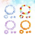 thumbnail image 5 of hengzirui Hawaii Garland 10sets/pack 4pcs/set Hawaiian Leis Necklace Flower Wreath and Bracelet Luau Party Supply Innocent Beach Costume Accessory, 5 of 8
