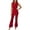 Red, variant on Piebxs Women 2 Piece Business Pant Suit, Sleeveless Notched Lapel Vest With Tie Belt, High Waist Flare Trouser Matching Set, Solid Formal Office Outfit, S-XL True To Size