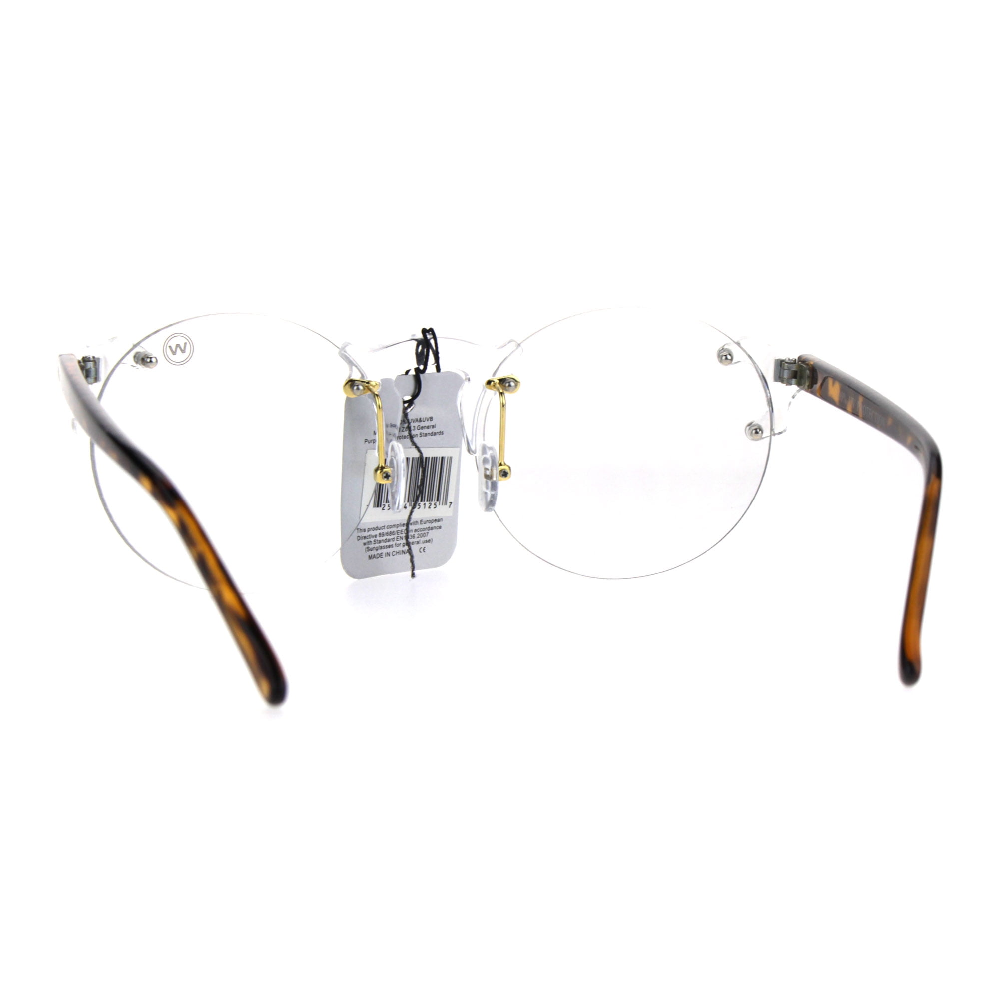 Clear Lens Glasses - Nerd Hipster Style - Retro Demi Frame Tortoise Shell - UV400 - Unisex Adult - View #3