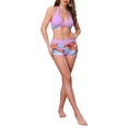thumbnail image 2 of INSPIRAR CHIC Conjuntos de Bikini de Dos Piezas con Estampado de Hojas y Bloque de Color, Top Halter y Pantalones Cortos, Trajes de Baño, Grande, Púrpura Claro, 2 of 5