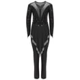 thumbnail image 4 of inlzdz Girls Shiny Sequins Jumpsuit Full Body Unitard with Flowy Skirt Mesh Splice Ballet Dance Bodysuit Black 16, 4 of 6