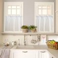 thumbnail image 4 of Cream White Ombre Kitchen Curtains and Valances Set, Rod Pocket Curtains Tier Farmhouse Window Curtains 36 Inch Length, Minimalism Line Texture Modern Art 3 Piece Kitchen Curtains Set, 4 of 6