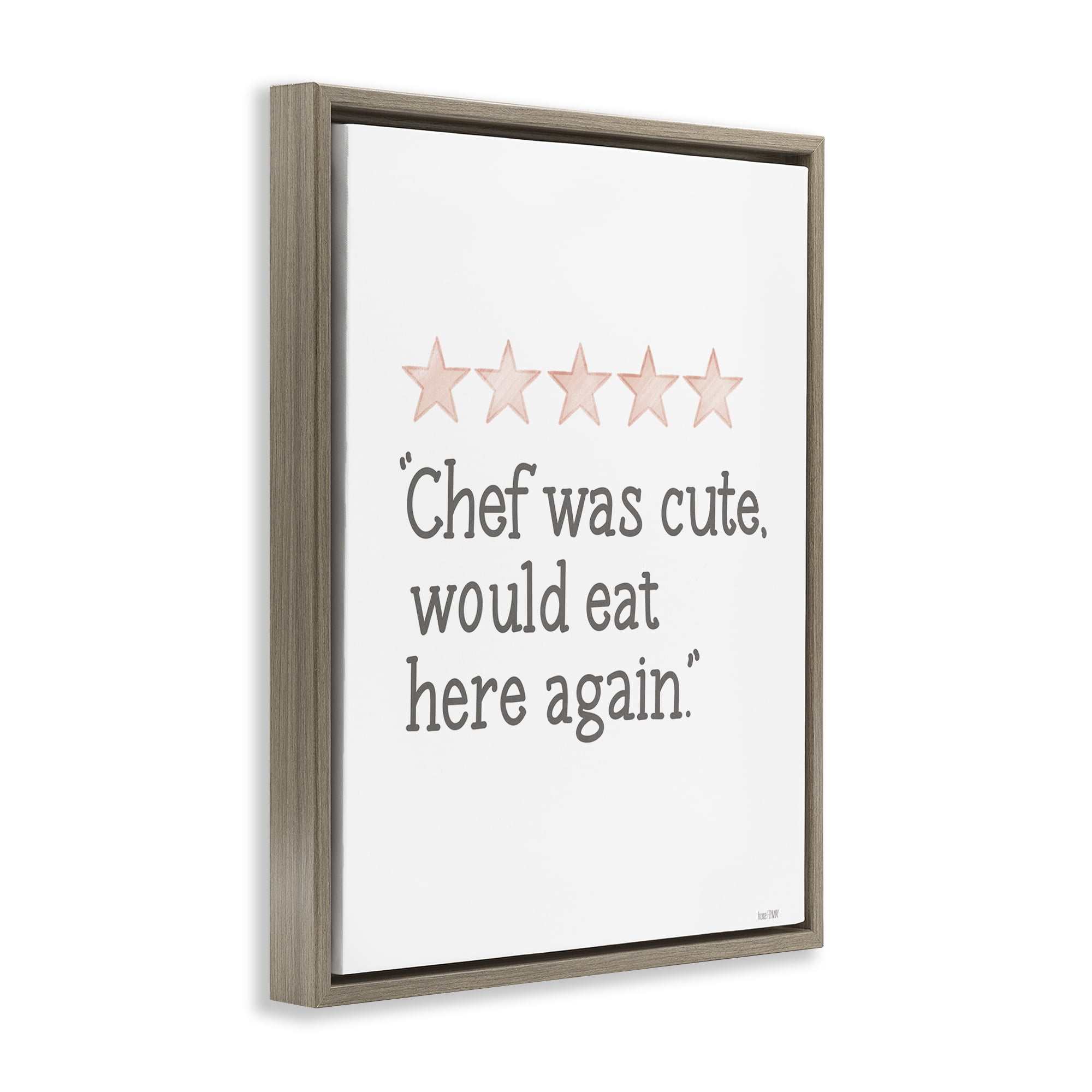 Stupell Industries Cute Chef Funny Rating Text & Numbers Painting Brown Floater Framed Canvas Art Print Wall Art, 17 x 21