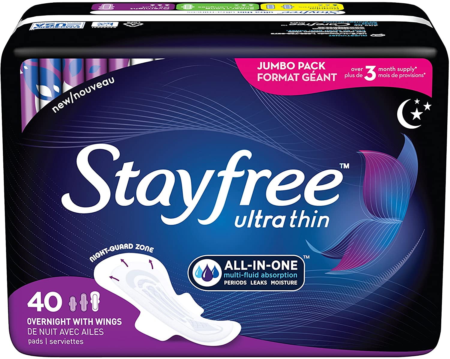 Stayfree Ultra Thin Overnight Pads with Wings, For Women, Reliable