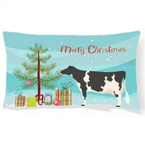 Carolines Treasures BB9189PW1216 Holstein Cow Christmas Canvas Fabric Decorative Pillow, Teal, 12H x16W, multicolor