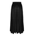 thumbnail image 5 of LWavelet Women Satin Flared Midi Skirt Elastic Drawstring Waist Elegant Evening Wedding Guest Skirt Black M, 5 of 6