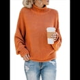 thumbnail image 1 of Suéter de Larga con Cuello Alto y Mangas Abullonadas para Mujer, de Color Liso, para Invierno y Otoño Naranja Rojo M, 1 of 8