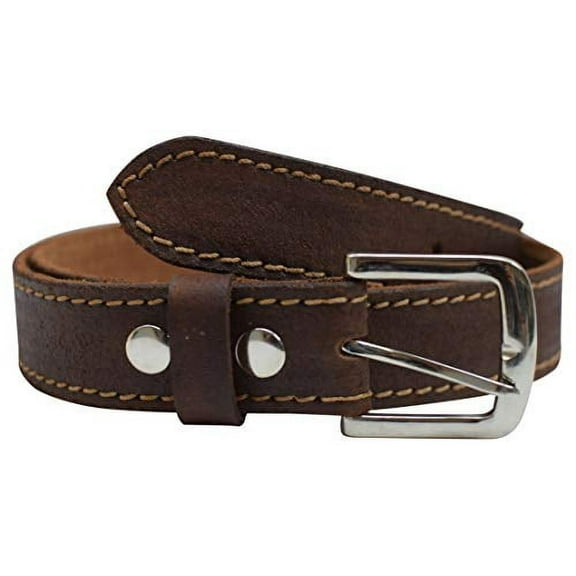 Men's Light Brown Full Grain Genuine Leather Classic Dress Belt with Removable Buckle