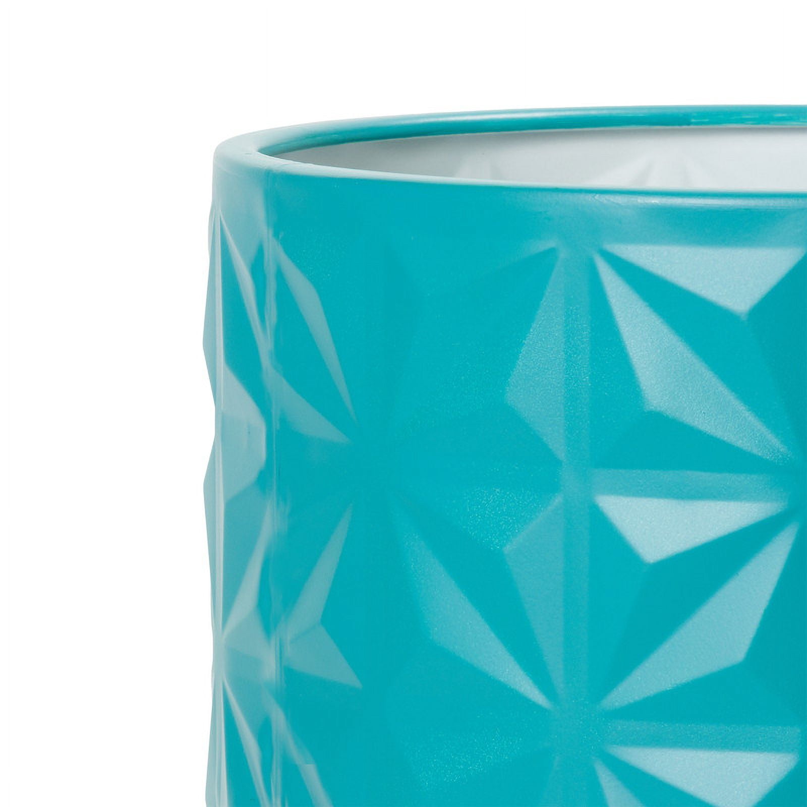 Geometric Metal Planter Pot With 4-Leg Gold Metal Base - Turquoise - 10"H x 9"W