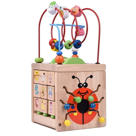 Kids Gift Bead Maze Activity Center for 1 Year Old Around Circle Educational Skill Improvement Wood Toys for Toddlers  Babies (Glowworm) F-674
