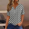 thumbnail image 2 of Zpanxa Womens Summer Tops, Blouses for Women, Ladies' Retro Non Positioning Printed V-Neck Button T-Shirt Loose Top, 2 of 6