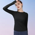 thumbnail image 2 of Hfyihgf Women's Long Sleeve Running Shirts with Thumbholes Stretch Breathable Athletic Quick Dry Mesh Back Yoga Tops Workout T-Shirt(Black,S), 2 of 4