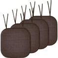 thumbnail image 2 of Elegant Comfort 6 Pack Chair Cushion Covers - Skid-Proof Rubber Backing - 16 x 16 Inch - Thick Dining Square Shape Seat Covers - Comfortable Textured Chair Pads with Ties - Honeycomb Pattern, Brown, 2 of 7