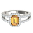 thumbnail image 2 of Mauli Jewels Engagement Rings for Women 2.77 Carat Diamond and Emerald Shaped Citrine Ring prong 10K White Gold, 2 of 7