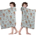 thumbnail image 4 of Lightblue Highland Cow Flower Bucket Pattern Hooded Bath Towel，50"x30" for Ages 3 To 12 Kids, Quick Dry Lightweight Soft Microfiber Hood Beach Towel Cover Up for Kids, 4 of 7