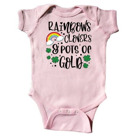 

Inktastic St. Patrick s Day Rainbows Clovers & Pots of Gold Gift Baby Boy or Baby Girl Bodysuit