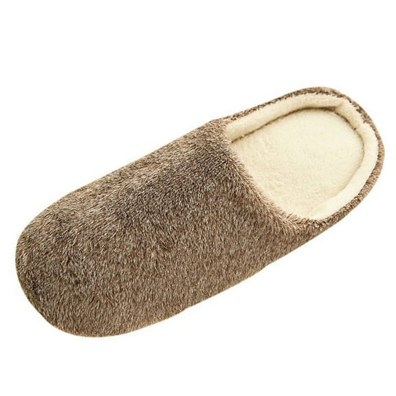 adviicd House Slippers for Men Indoor Outdoor Men's Bedroom Slippers Non Skid Fur Lined House Shoe Slides (Coffee,8-8.5)