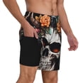 thumbnail image 2 of Balery Flower Horn Skull Mens Swim Trunks Swim Shorts for Men Quick Dry Inseam Beach Shorts with Compression Liner Pocket-Small, 2 of 9