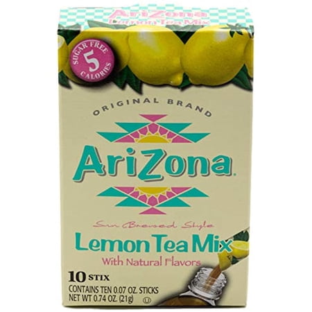Arizona Lemon Iced Tea Stix Sugar-Free, 10 Count Box (Pack Of 1), Low Calorie Single Serving Drink Powder Packets, Just Add Water For A Deliciously Refreshing Iced Tea Beverage