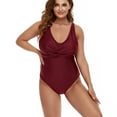 thumbnail image 1 of Women's Plus Size Monokini Front Cross One Piece Swimsuits Tummy Control Swimwear, 1 of 6