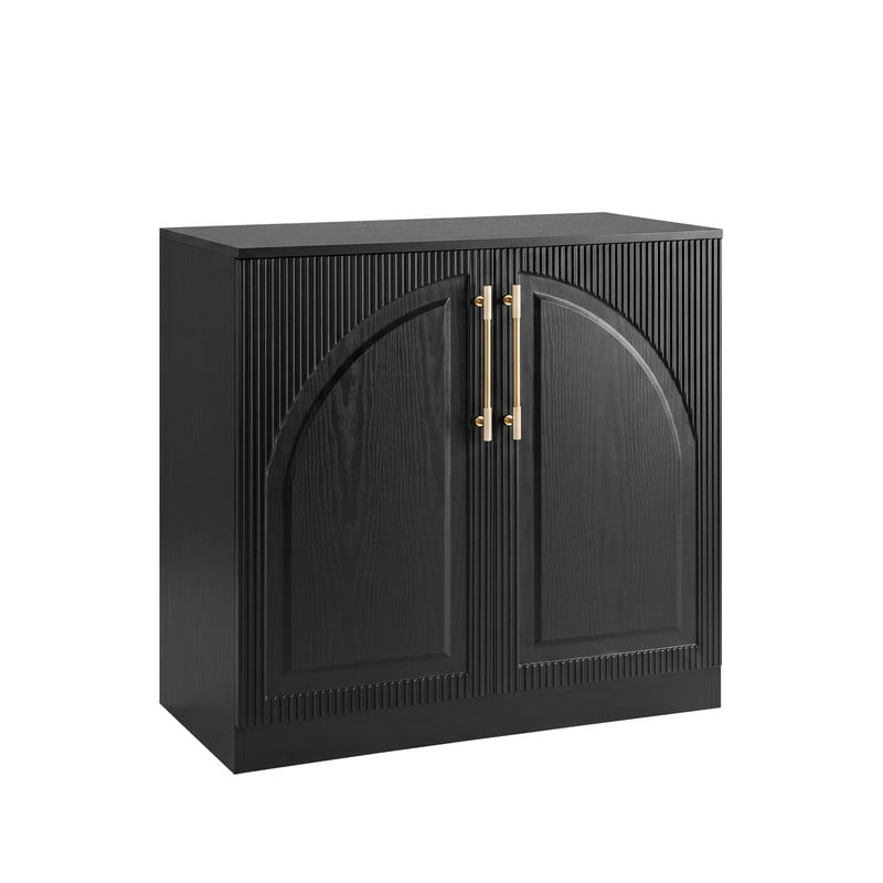 Modern Buffet Cabinet with 2-Door, Freestanding Fluted Bar Storage Cabinet, Small Sideboard Credenza with Adjustable Shelving