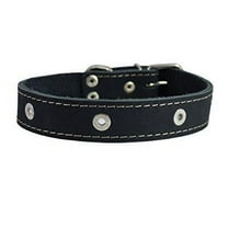 genuine leather studded dog collar, black, 1.5 wide. fits 16.5-20 neck size amstaff