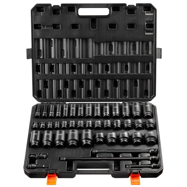 VEVOR SX21D43000 1/2in Drive Impact Socket Set 43pcs CR-MO Alloy Steel