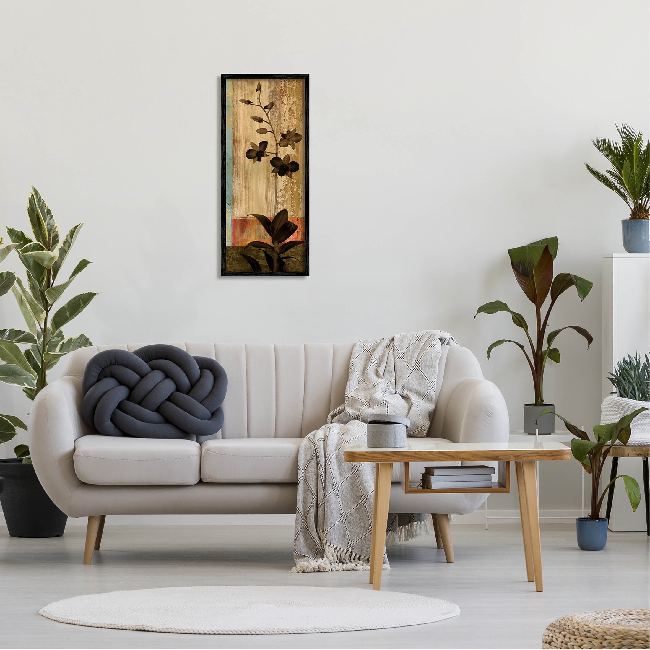 Orchid Silhouette Modern Linear Shapes Botanical & Floral Graphic Art Black Framed Art Print Wall Art