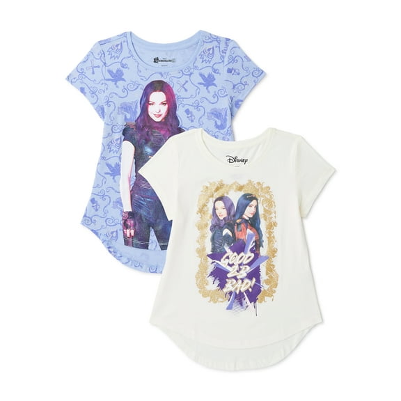 Descendants Girls Glitter Graphic T-Shirts, 2-Pack, Sizes 4-18