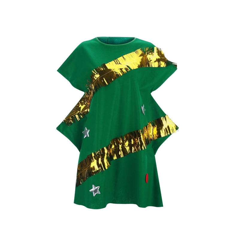 Women's Christmas Tree Dress Hooded Short Sleeve Party Outfit Shiny Dot Xmas  Fancy Apparel - Walmart.com