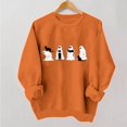 thumbnail image 5 of Wenini Women's Halloween Black Cats and Ghost Print Sweatshirt Long Sleeve Crew Neck Sweatshirt Casual Pullover Top, 5 of 7