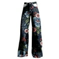 thumbnail image 4 of Women's Casual Wide Leg High Waisted Pants Vintage Floral Print Straight Stretch Pants with Pockets Sweatpants, 4 of 4