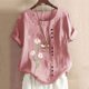 thumbnail image 1 of Pntutb Mujer Verano Casual Cuello Redondo Manga Corta Impreso Camisa Suelta Tops Blusa Pntutb Pntutb-621, 1 of 3