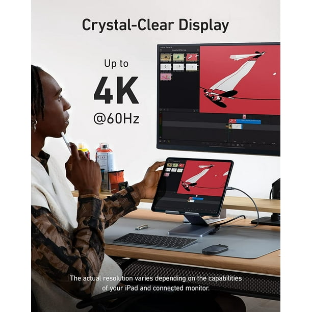 Anker 8-in-1 iPad C Hub, 4K HDMI, USB Ports, 3.5 mm AUX, SD/SD Foldable Tablet Stand iPad Pro, More - Walmart.com