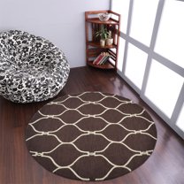 Rugsotic Carpets Hand Tufted Wool Eco-Friendly Area Rugs - 8'x8', Round, Brown Beige, Modern Contemporary Design, High Pile Handmade Anti Skid Rugs for Living Room, Bed Room (K01004)