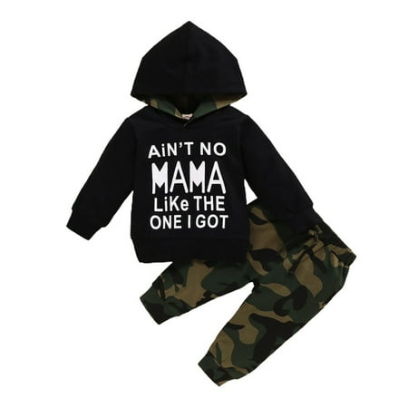 

Newborn Kids Baby Boys Camouflage Sweater Hoodie Tops +Long Pants Outfits Set