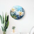 thumbnail image 4 of 12 Inch Wall Clock Battery Operated Silent Clock Decorative for Office, Kitchen, Outdoor, Living Room，Floral Water Lily Dragonfly Painting in Aqua Blue Abstract Drawing, 4 of 4