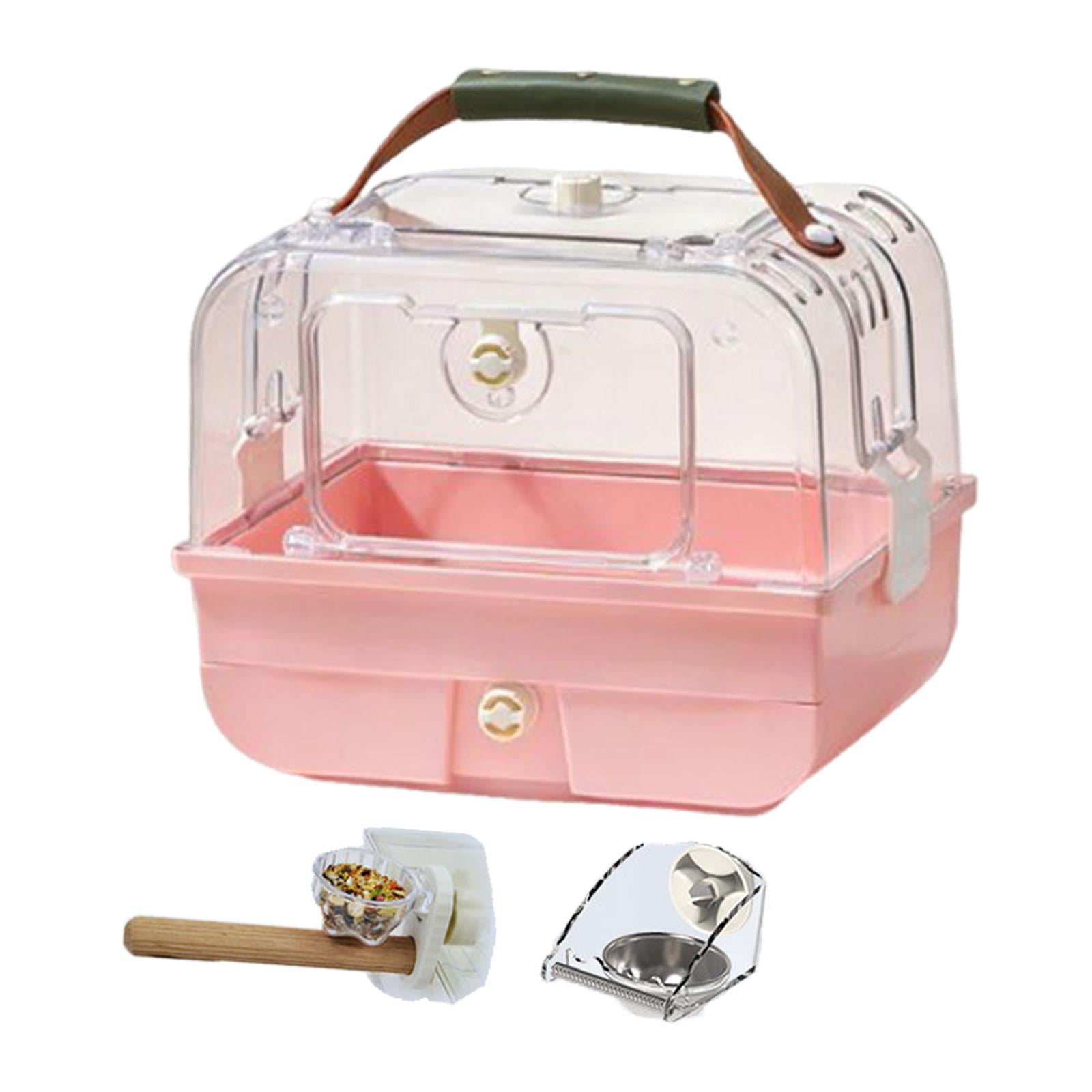 YWMJZEU Bird Transport Box, Parrot Cage, Lightweight, Portable, with Carrying Handle for Pink Set
