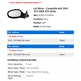 thumbnail image 2 of Left Mirror - Compatible with 2009 - 2012 BMW 328i xDrive 2010 2011, 2 of 2