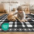 thumbnail image 4 of ODIKA 9'x12' Washable Area Rug Checkered Boho Border Doormat Layering Layered Front Plaid Under Refined for Great Room, Indoor Concept, Large Living Low Pile, Flatwoven, 4 of 7