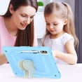 thumbnail image 7 of FJLBDE Case for Samsung Galaxy Tab S8 Plus/S7 FE/S7 Plus 12.4 Inch with Butterfly Stand, Shockproof Protective Tablet Cover with Pencil Holder Shoulder Strap for Kids Girls, Beige Blue, 7 of 7